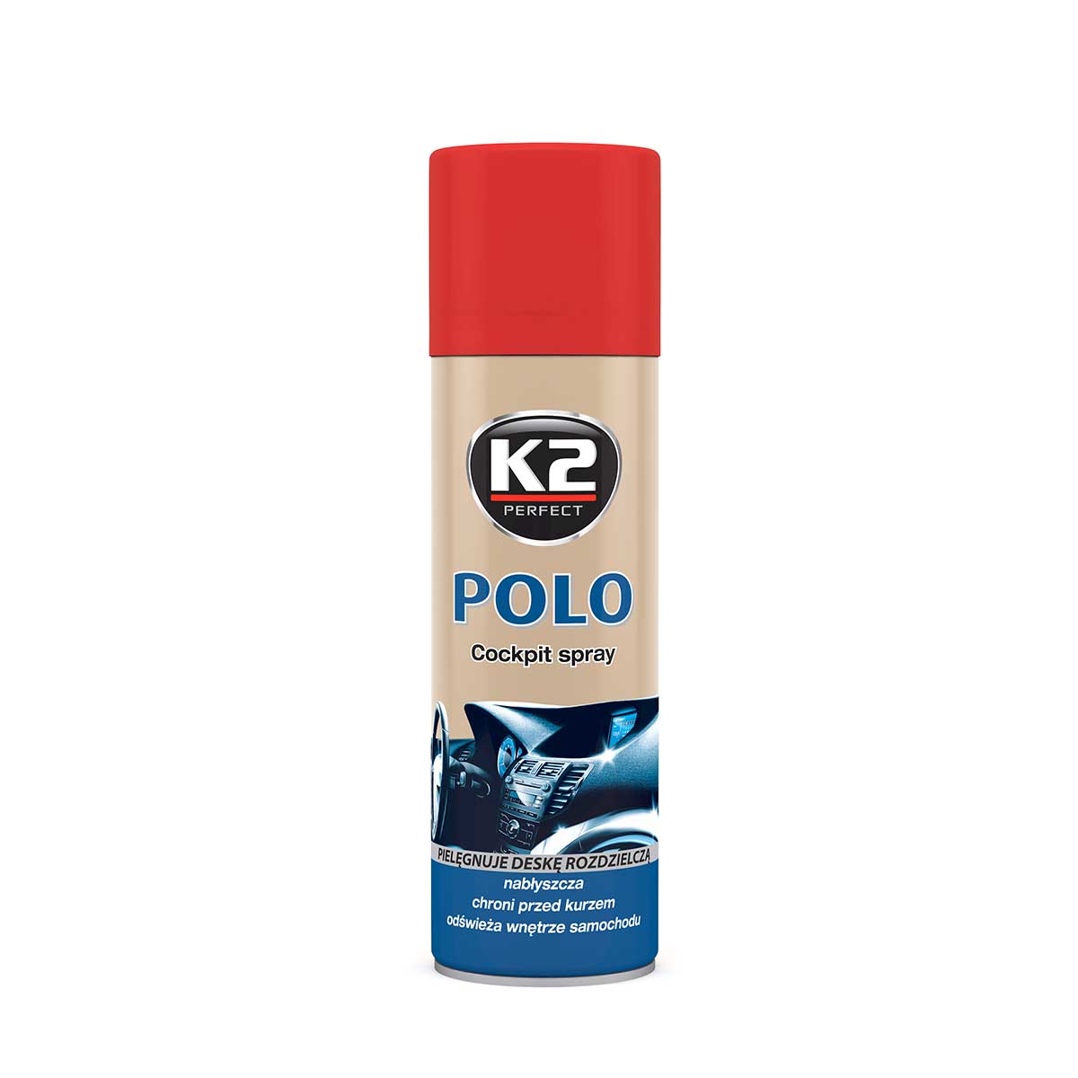 Mælaborðshreinsir K2 Polo – Polo-úðabrúsi með kirsuberjailmi og rauðu loki