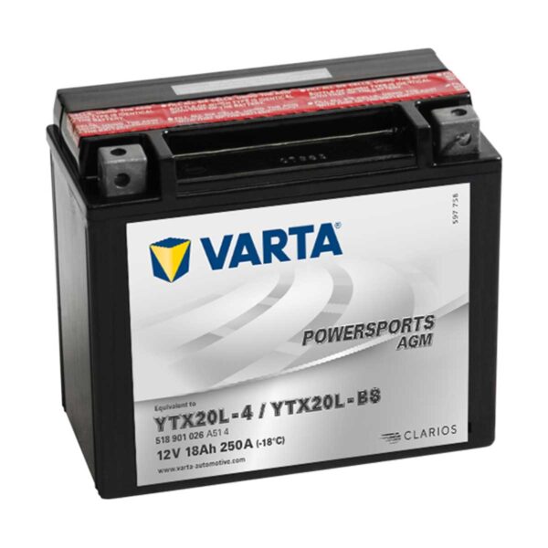Varta Powersports AGM rafgeymi YTX20L-BS (YTX20L-4)