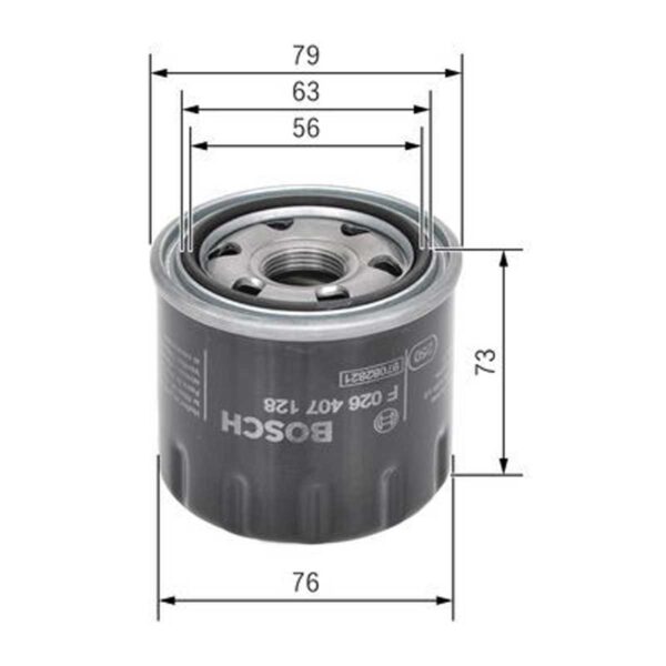 Málateikning af Bosch P 7128 olíusíu