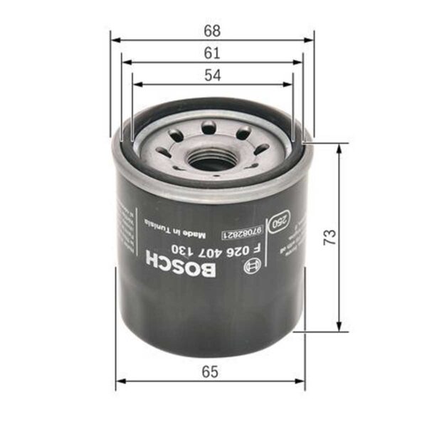 Málateikning af Bosch P 7130 olíusíu