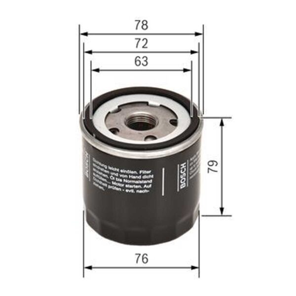 Málateikning af Bosch P 7176 olíusíu