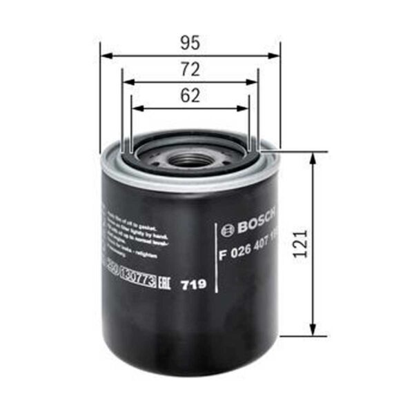 Málateikning af Bosch P 7198 olíusíu