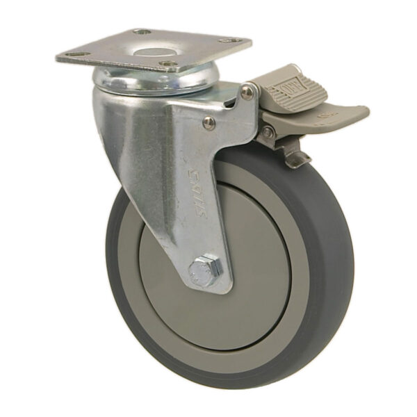 Snúningshjól 125mm grá plata bremsa