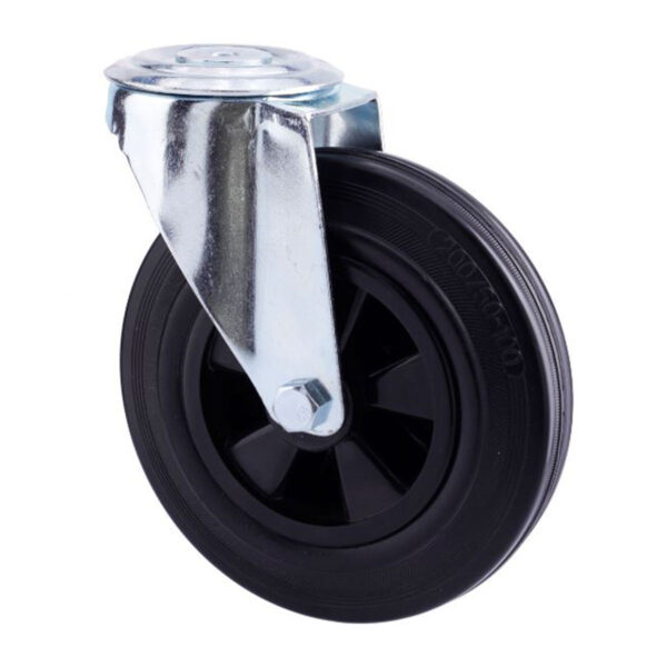 Snúningshjól 125mm svart fyrir bolta