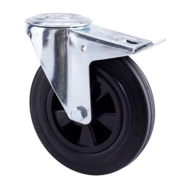 Snúningshjól 100mm svart bolti bremsa