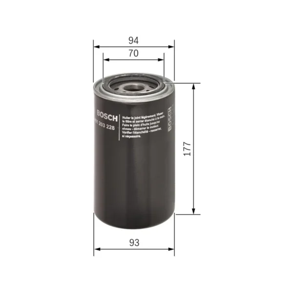 Málateikning af Bosch P 3228/1 olíusíu