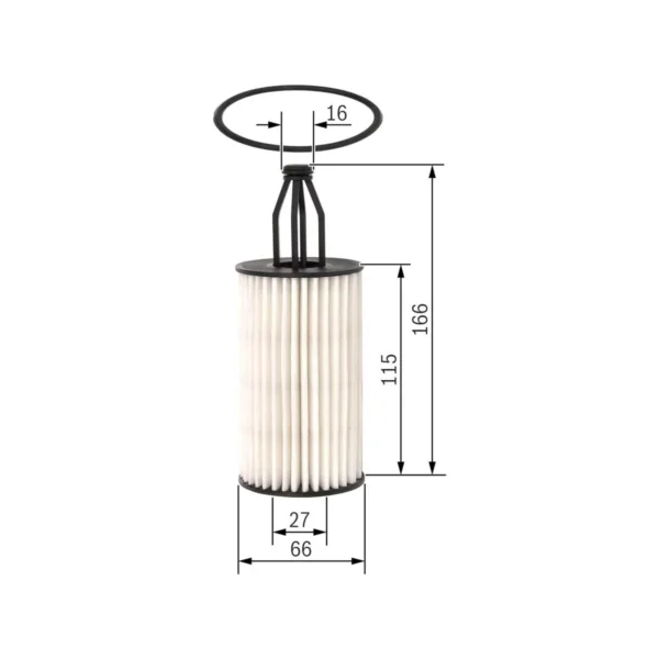Málateikning af Bosch P 7199 olíusíuinnleggi
