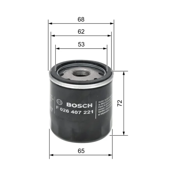 Málateikning af Bosch P 7221 olíusíu