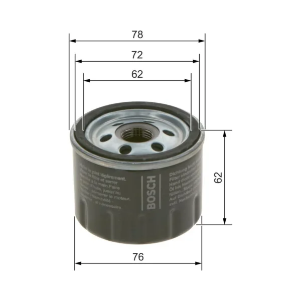 Málateikning af Bosch P 7279 olíusíu