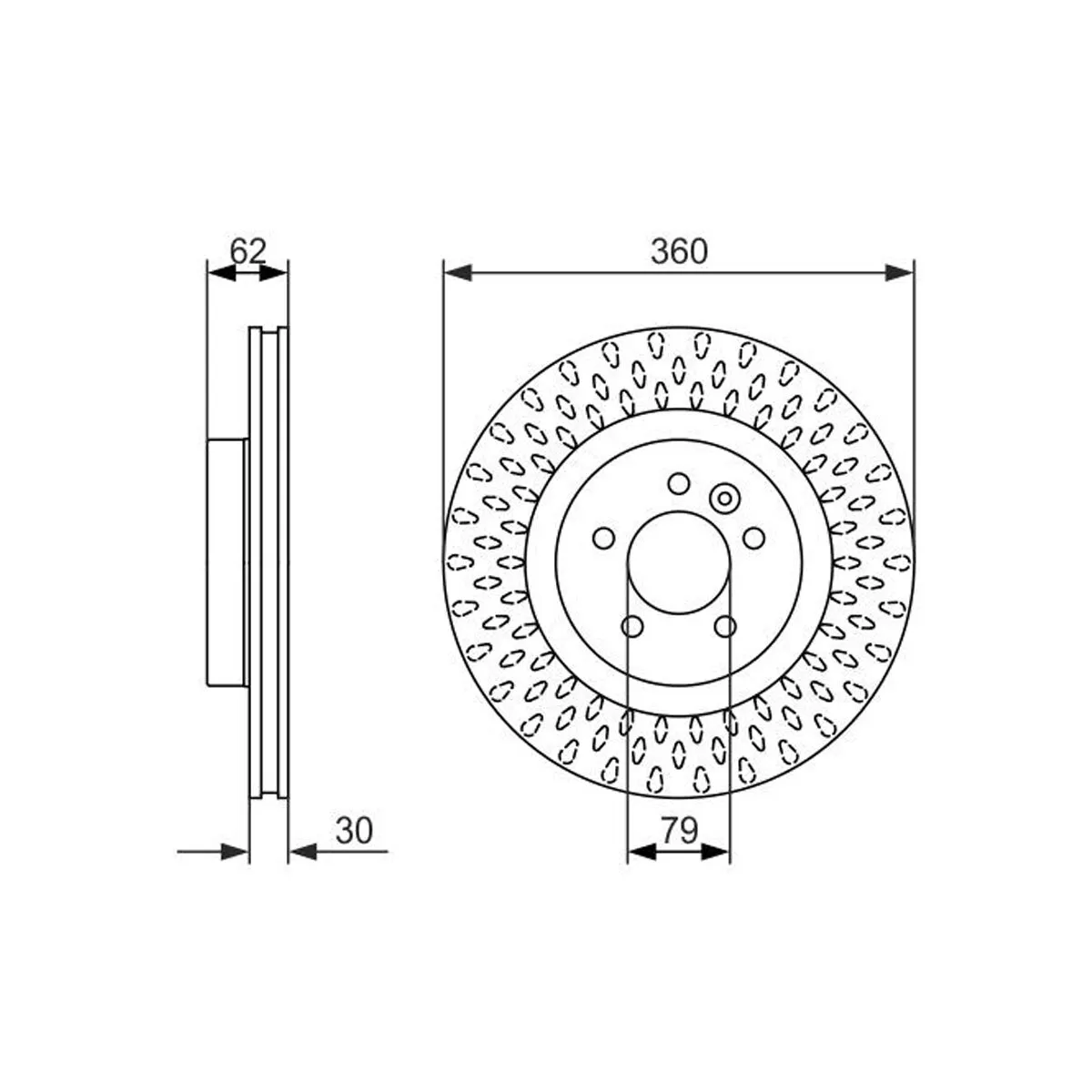 BOSCH Bremsudiskur framan 360mm, 0 986 479 578, vörumynd 2