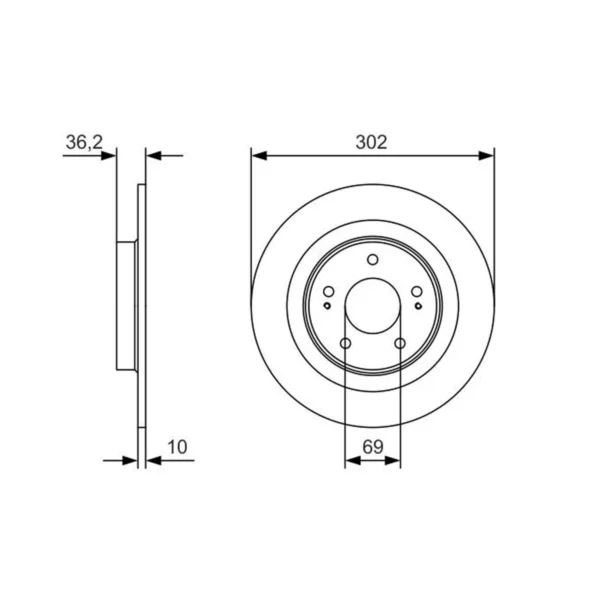 BOSCH Bremsudiskur aftan 302mm, 0 986 479 B04, vörumynd 2
