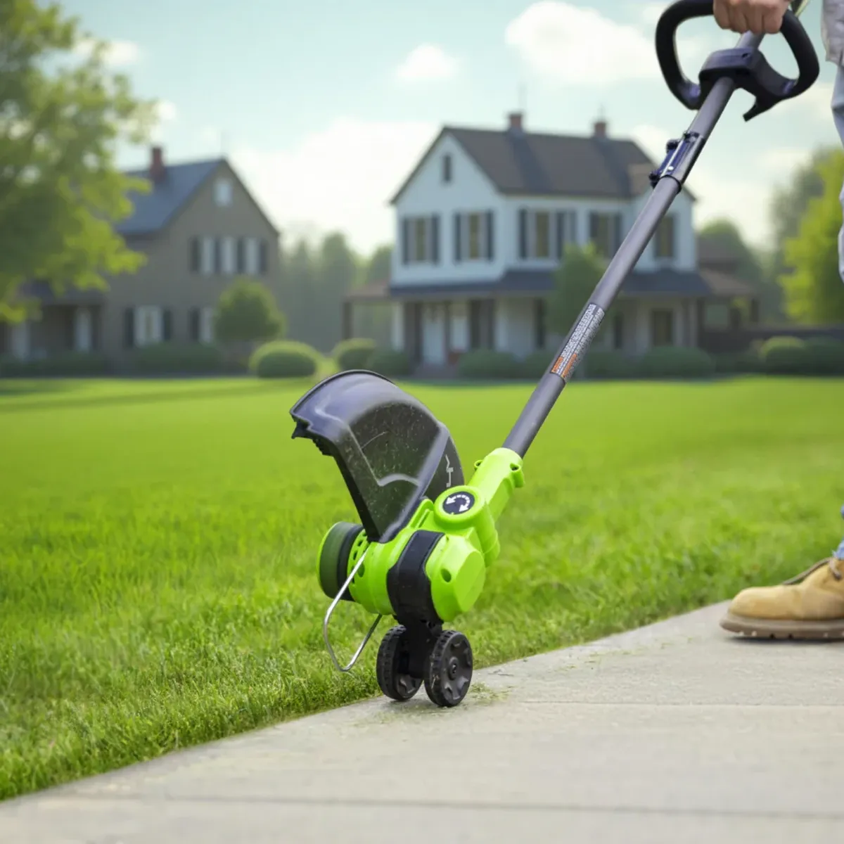 Greenworks 24V sláttuorf 33 cm – graskantur snyrtur við gangstétt