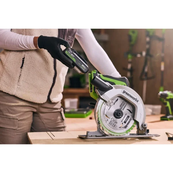 Greenworks 24V hjólsög 165 mm – rafhlaða sett á hjólsög