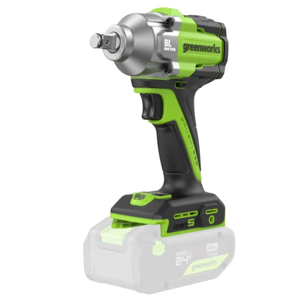 Greenworks 24V herslulykill 500 Nm – án rafhlöðu, séður á ská