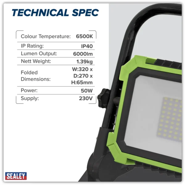 Vinnuljós LED 50W hleðslu 230V 6000lm - Image 9