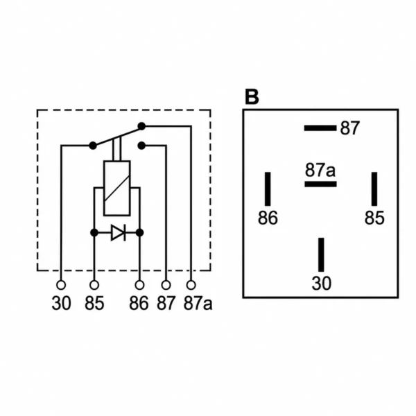Alternative view of Relay 24V 10/20A með díóðu