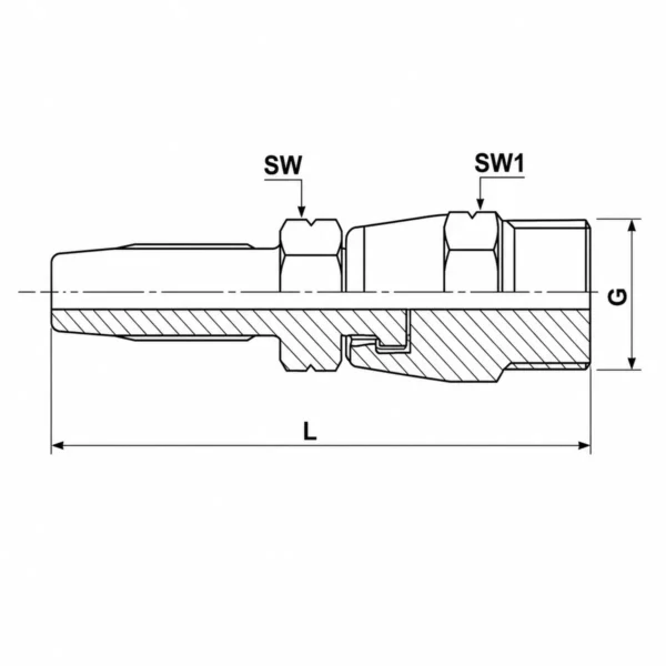 Alternative view of Slönguhólkur fyrir 6mm  M/ NPT 1/8" enda