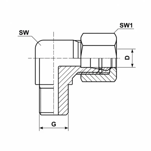 Nippill fyrir 6mm rör M6x1 vinkil SS - Image 2
