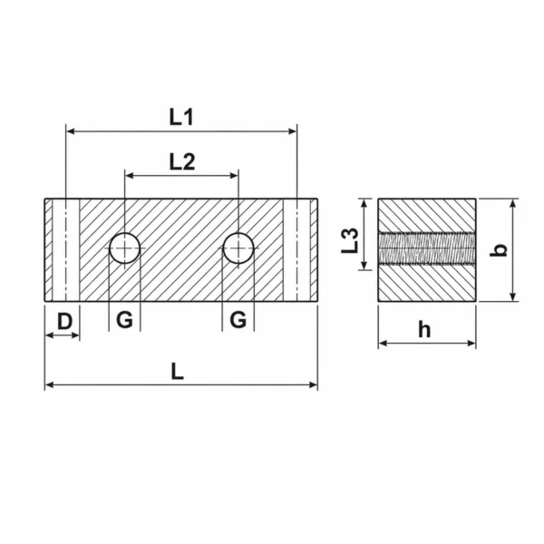 Alternative view of Nippilblokk 6 úttök M10 ryðfrítt