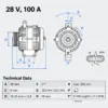 Bosch Alternator 28V/100A Mercedes-Benz – 0 986 085 370