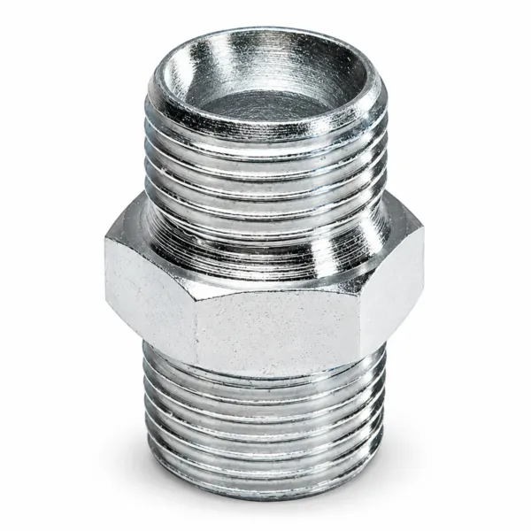 RAASM 66892 stáltenginippill með G 1/4″ og G 3/8″ ytri gengjum og sexkanti á miðju