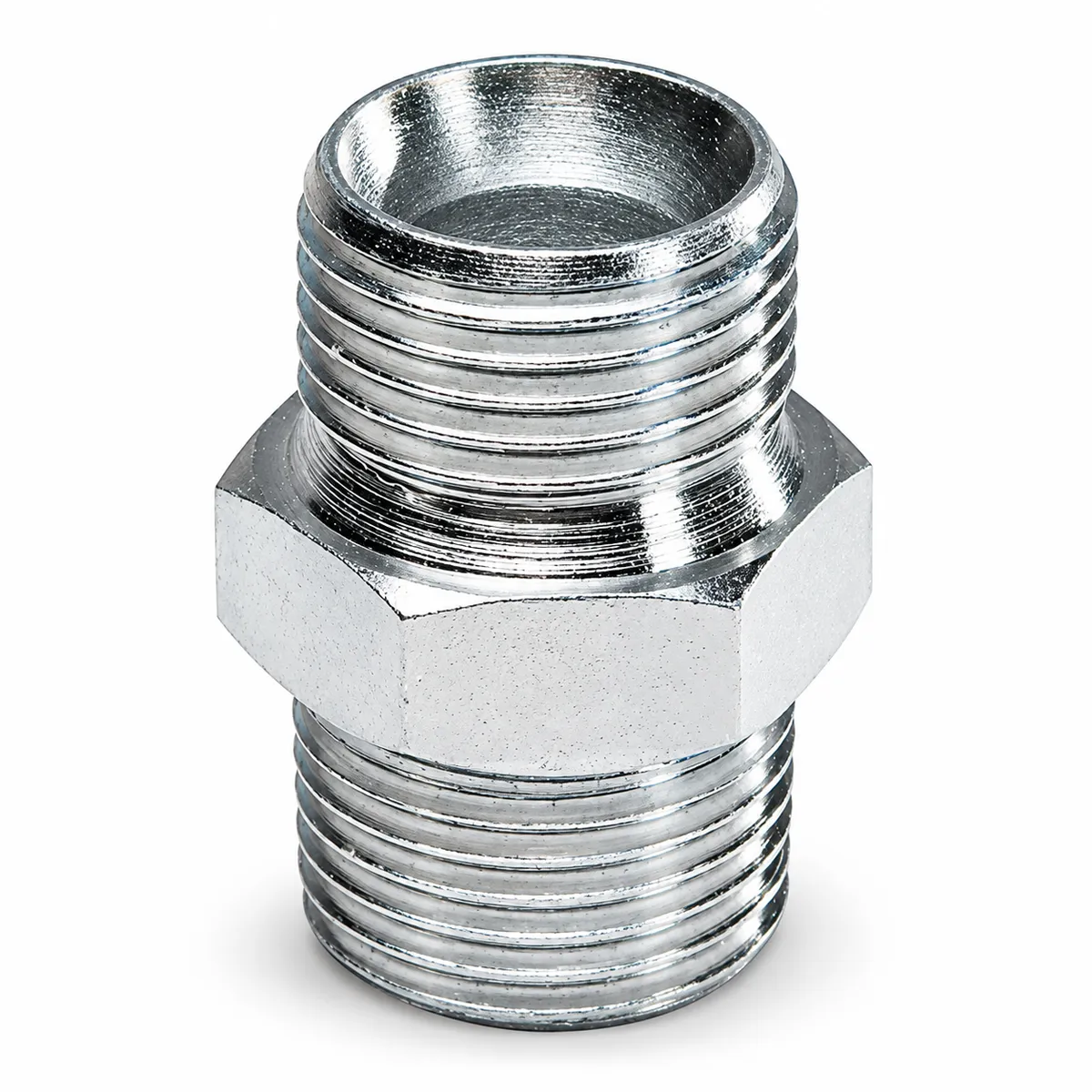 RAASM 66892 stáltenginippill með G 1/4″ og G 3/8″ ytri gengjum og sexkanti á miðju