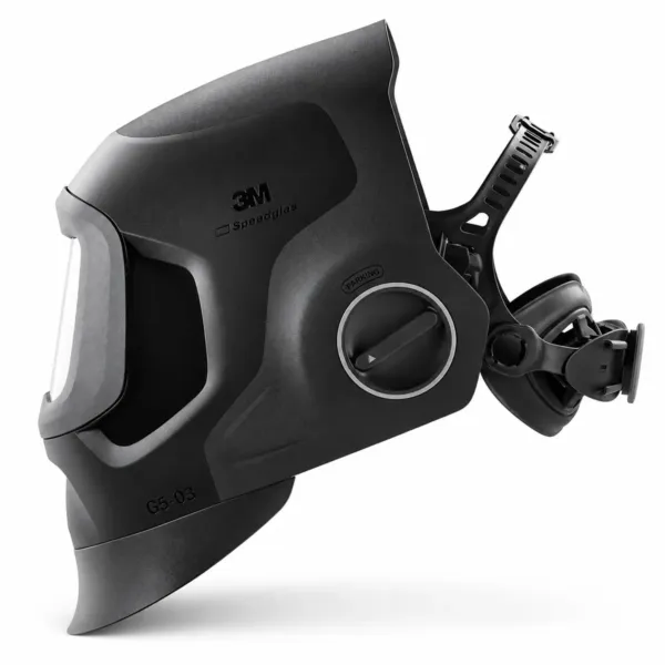 3M Speedglas G5-03 Pro rafsuðuhjálmur séður frá gagnstæðri hlið með höfuðfestu